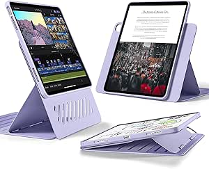 ESR for iPad Air 13 Inch Case M2(2024), iPad Air 13 Rotating Case with Removable Magnetic Cover, Adjustable Portrait/Landscape Stand with Raised Screen View, 9 Standing Angles, Shift Series, Purple