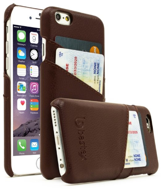 iPhone 6 plus (5.5 inch) Case, Bastex Premium High Quality Genuine Leather Slim Fit Snap On Executive Wallet Card Case for iPhone 6 plus