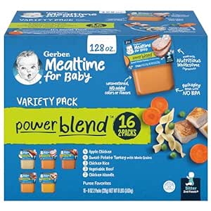 Gerber 2nd Foods Hearty Dinners Puree Favorites Baby Food, Variety Pack, 4 oz Tub (32 Pack)