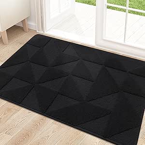 OLANLY Door Mats Indoor, Non-Slip, Absorbent, Dirt Resist, Entrance Washable Mat, Low-Profile Inside Entry Doormat for Entryway (32x20 inches, Black)