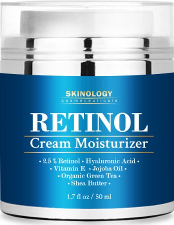 Retinol Cream Moisturizer for Face with Hyaluronic Acid Shea Butter and Jojoba Oil - Enhanced Anti Wrinkle Anti Aging Skin Care Formula - Reduces Fine Lines Age Spots - BEST Night and Day Cream 17 Oz