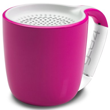 GEAR4 Espresso Small Coffee Cup Style Bluetooth Speaker with Carabineer Handle Clip in PinkPS006PKG