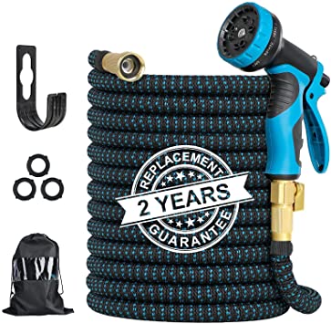 Expandable Garden Hose, 100 FT Flexible Water Hose with Anti-leak System & 10 Patterns Spray Nozzle, Heavy Duty Kink Free Hose for Watering/ Car Washing