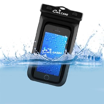 Floating Waterproof Case Pouch, CaliCase® [Universal] [Black] - Perfect for Boating / Kayaking / Rafting / Swimming, Dry Bag Protects your Cell Phone and valuables - IPX8 Certified to 100 Feet