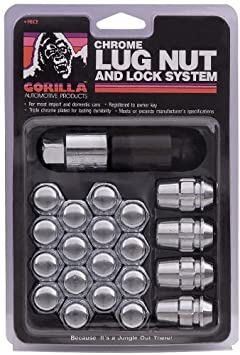 Gorilla Automotive 71723 Acorn Chrome Lug Nut and Lock System (12mm x 1.25 Thread Size)