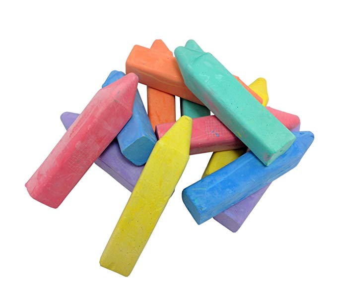 Ideas In Life Washable Sidewalk Chalk - Set of 12 Box Jumbo Fun Crayon Shape Pastel Indoor Outdoor Kids Chalk Sticks