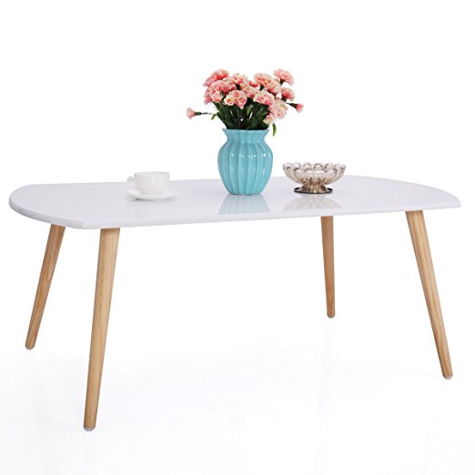 JAXPETY Three Legged Bamboo End Table • Modern Coffee Table • Real Bamboo Furniture • Environmentally Friendly Side Table for Magazines, Books & Plants (Rectangle)