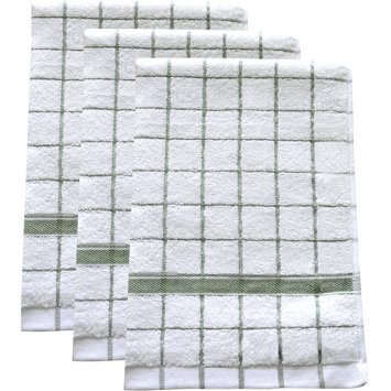 Ultra Absorbent, Quick-Drying Kitchen Dish Towels (Set of 3) | Premium Microfiber & Cotton Blend Hand Towels for Cleaning, Scrubbing, Washing, and Drying | Durable Reinforced Edges | 23" X 16" Green