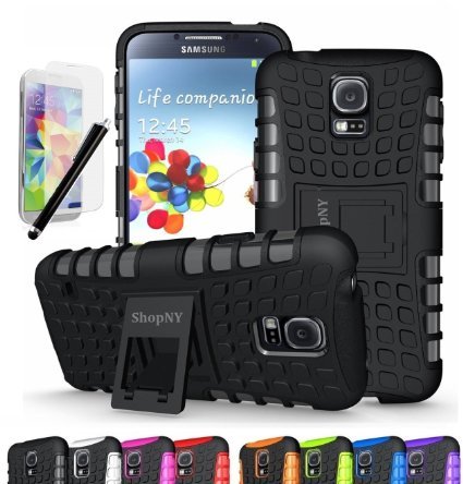 ShopNY Samsung Galaxy S5 Case-Heavy Duty Rugged Dual Layer Holster Case with Kickstand (Samsung Galaxy S5, Black) (BLACK)