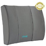 Chair Lumbar Support by Vive - Best Back Support Cushion for Office Chair Lower Back Pain and Car - Includes Strap for Seat - Lifetime Guarantee Gray