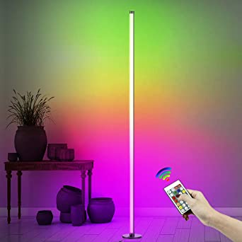 LEDES Colour Changing 5.1ft Tall Minimalist Nordic LED RGB Corner Floor Lamp with Dimmable Remote Controller