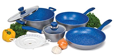 FlavorStone Gemstone-Tough, Sapphire Non-Stick Cookware 6-Piece Deluxe 11" Grande Set: The Only Cookware You'll Ever Need.