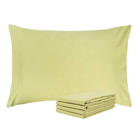 NTBAY Queen Pillowcases Set of 4, 100% Brushed Microfiber, Soft and Cozy, Wrinkle, Fade, Stain Resistant, with Envelope Closure, Green