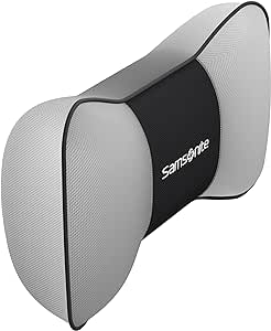 SAMSONITE, Travel Neck Pillow for Car or SUV, Boost your DRIVING COMFORT, High Grade - Memory Foam, Comfortable Headrest Cushion, Fits ALL VEHICLES, Gray