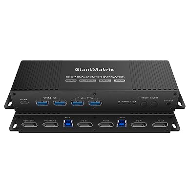 GiantMatrix DP2.0 kvm Switch 2 Monitors 2 Computers displayport Hotkey Switching 4K 144Hz Displayport kvm Switch 2 Monitors 2 Computers 1440P 120Hz 144Hz 165Hz 175Hz 240hz 2 in 2 Out displayport kvm