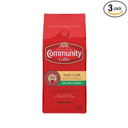 Community Coffee Premium Ground, Half Caff, 12 Ounce (Pack of 3)