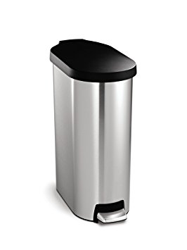 simplehuman 45 litre slim step can - plastic lid - stainless steel