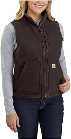 Carhartt Women's Relaxed Fit Washed Duck Sherpa-Lined Mock-Neck Vest