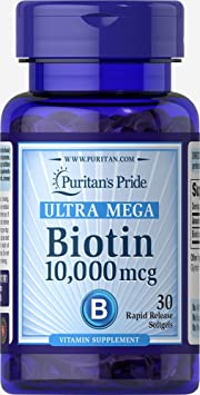 Puritan's Pride Biotin 10,000 mcg Trial Size-30 Softgels