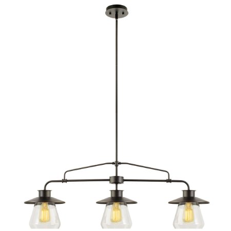 Globe Electric 64845 3 Light Vintage Hanging Island Pendant Light Fixture, Oil Rubbed Bronze Finish with Clear Glass Shades