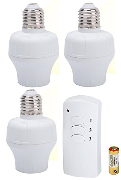 EtekDirect Remote Control Wireless Light Bulb Socket switch for Lamps Bulbs and Fixtures (3 Sockets 1 remote, battery included)