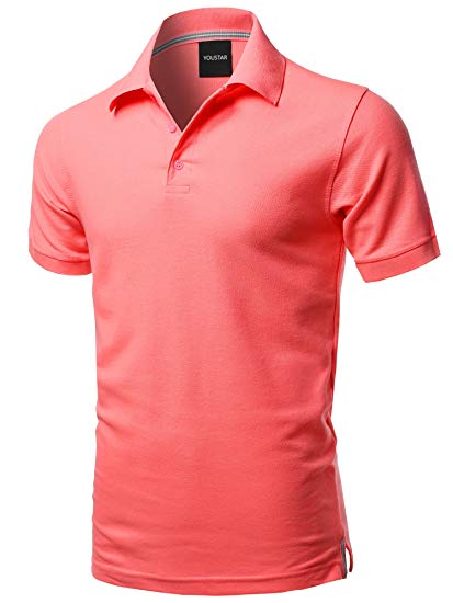 Youstar Men's Solid Short Sleeves Basic Premium Quality Side Slit Polo Shirt