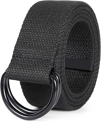 JASGOOD Men Canvas Belt Web Fabric Casual Belt with Black Double D-ring 1 1/2" Wide Set of 2