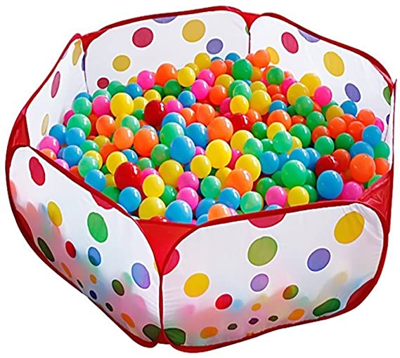 Kuuqa Kids Playpen Play Tent Ball Pit Pool with Red Zippered Storage Bag for Toddlers, Pets 100CM (Balls not Included)