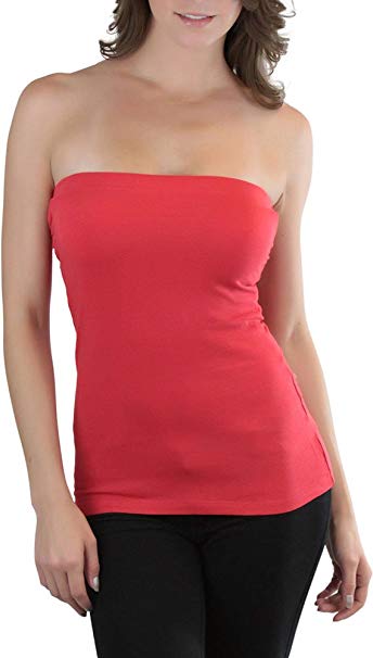 ToBeInStyle Women's Strapless Tube Tops with Built-in Shelf Bra