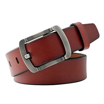 WERFORU Vintage Leather Belts for Men Simple Casual Soft Designer Belt With Buckle