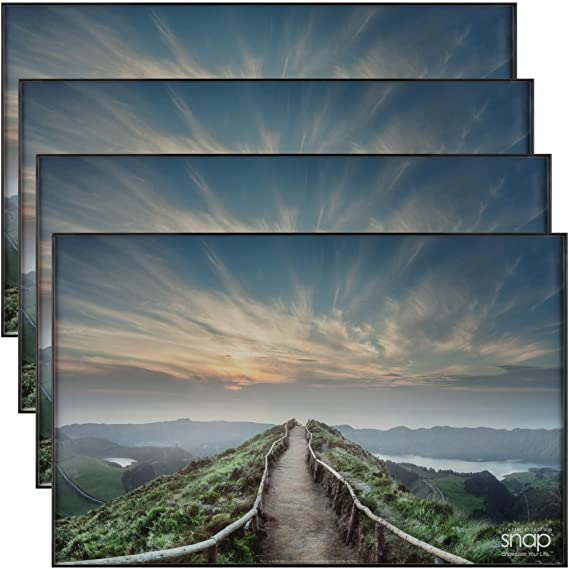 Snap Front Loading Desktop and Wall Mounted Photo, Set of 4 Picture Frame Set, 11" x 17", 4 Count