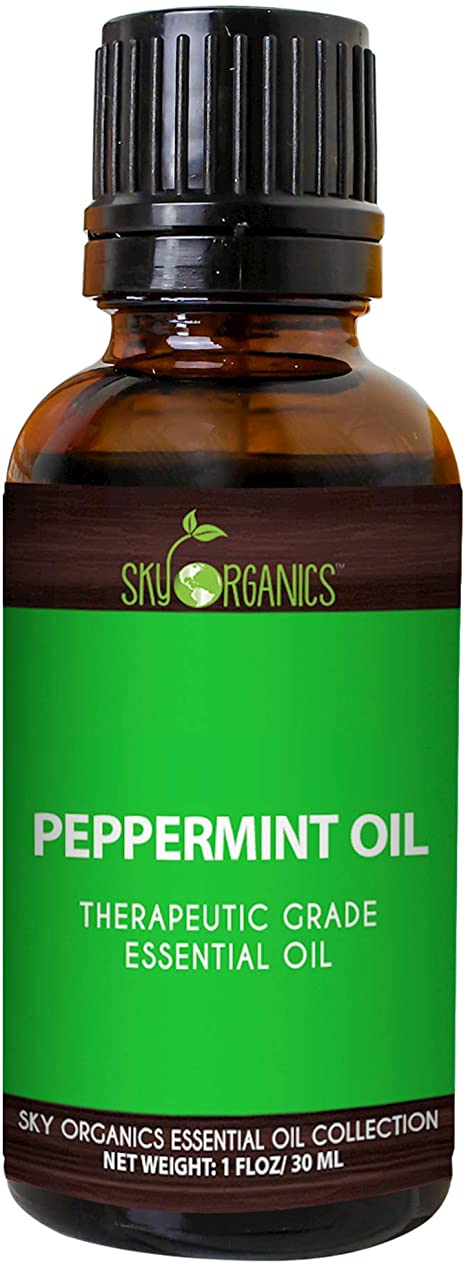 Peppermint Essential Oil by Sky Organics (1 oz.) 100% Pure Steam-distilled Peppermint Essential Oil Natural Peppermint Oil for Aromatherapy Diffuser Massage Candles and DIY