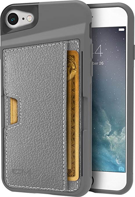 CM4 iPhone 7 Wallet Case - Q Card Case for iPhone 7 [Slim Protective Kickstand Grip Cover] - Gunmetal Gray