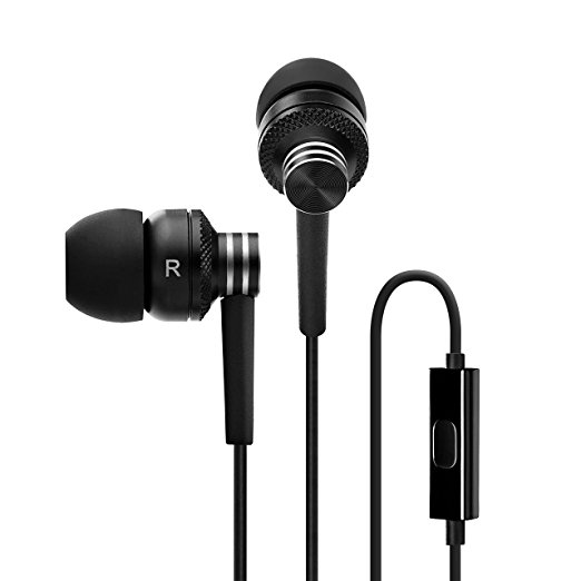 Edifier P270 InEar Headset Metallic Earbud Headphones With Mic And Remote Control Small, Medium And Large Ear Buds Included Black