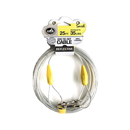Pet Champion Small Reflective Tie Out Cable for Dogs Up to 35 Pound, 25 Feet