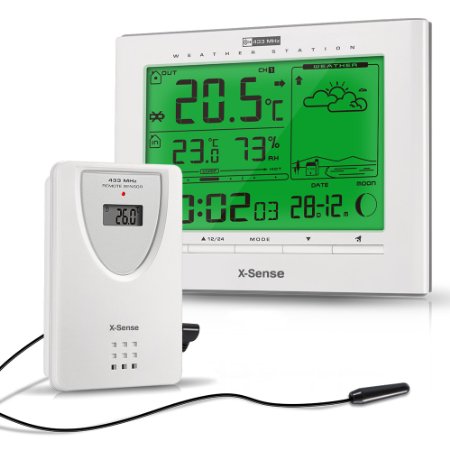 X-Sense Wireless IndoorOutdoor Weather Station with Temperature Humidity Moon Phase