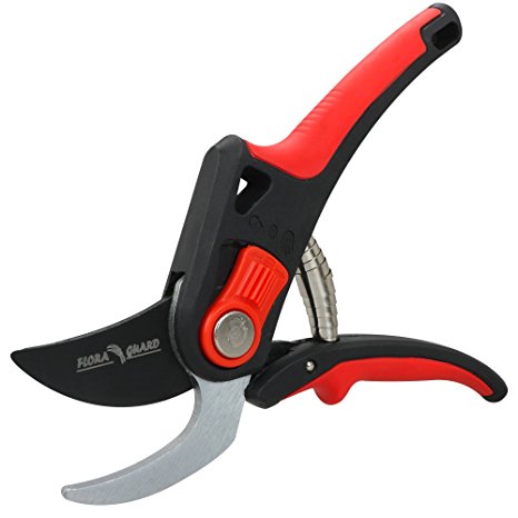 Flora Guard 8" Professional Bypass Garden Pruning Shears-2 Modes Adjustable Size-Suitable for All Size of Hands