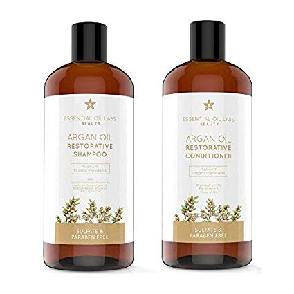 Argan Oil Shampoo and Conditoner Set 16 ounch each Bottle by Essential Oil Labs