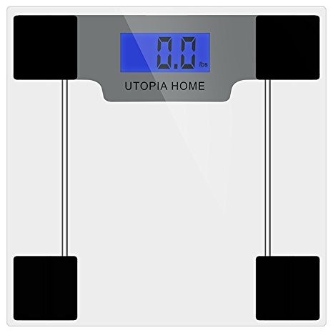 Clear Digital Glass Bathroom Scale with Thick Tempered Glass - Utopia Home (Clear)