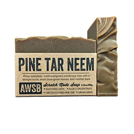 Pine Tar Neem Oil All Natural, Vegan, Organic Bar Soap for Skin Problems, Handmade by A Wild Soap Bar