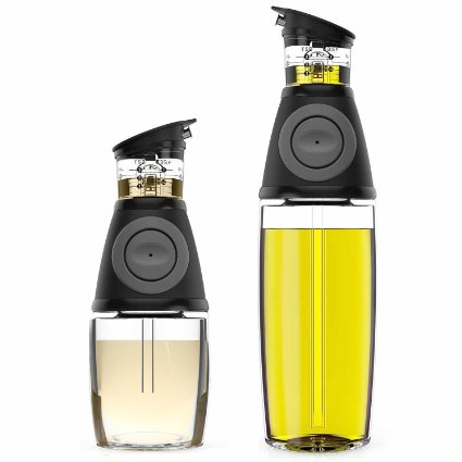 Blümwares Oil & Vinegar Dispenser Set with Drip-Free Spouts | 2 Pack Includes 500ml and 250ml Sized Bottles