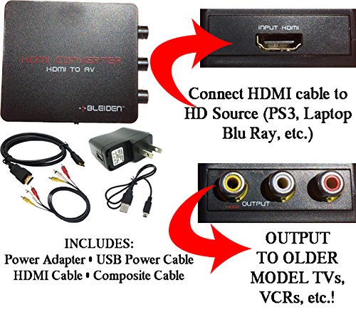 HDMI to Composite AV Converter for Laptop Blu-Ray NVIDIA Shield Android TV PS4 PS3 and other HDMI Devices - Use with Old TVs that do not have HDMI input