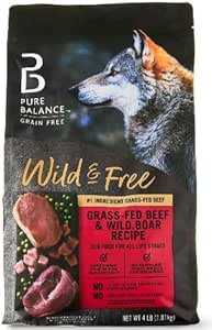 Pure Balance Grain-Free Wild & Free Grass-Feed Beef & Wild Boar Recipe Dry Dog Food, 4 lbs