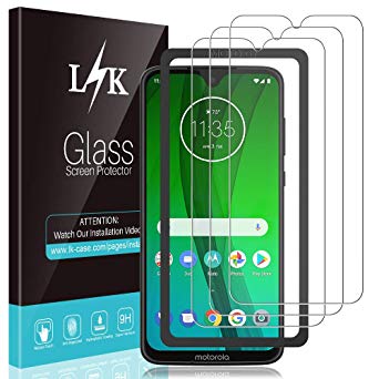 [3 Pack] L K Screen Protector for Motorola Moto G7, [New Verison] [Frame-Installation] Tempered-Glass 9H Hardness, Lifetime Replacement Warranty