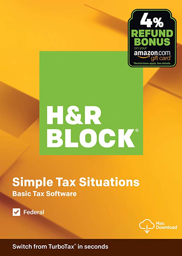 H&R Block Tax Software Basic 2019 with 4% Refund Bonus Offer [Amazon Exclusive] [Mac Download]