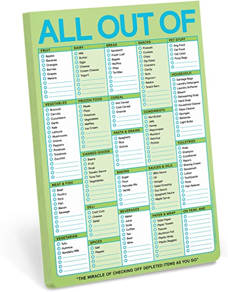 Knock Knock All Out Of Grocery List Note Pad (Pastel / Original) - All Out of Pad List & Magnetic Notepad, 6 x 9-inches