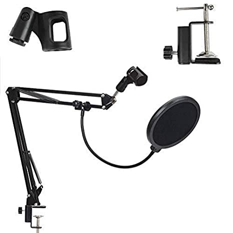 Kadence Adjustable Suspension Boom Scissor Accessories Mic Stand NB35 with Pop Filter Mask Shield Any Microphone, Mic Dual Layered Wind Pop Screen With A Flexible 360° Gooseneck Clip Stabilizing Arm