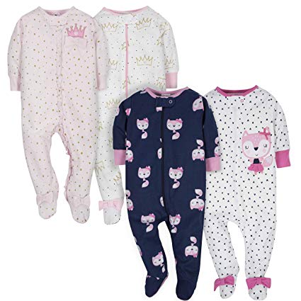 GERBER Baby Girls' 4-Pack Sleep N' Play