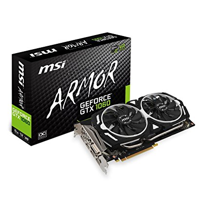 MSI NVIDIA GeForce GTX 1060 6 GB ARMOR 6G OC V1 GDDR5 Graphics Card - Black