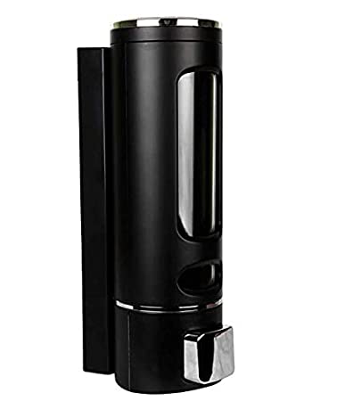 ASTER Cylindrical Multi Purpose Wall Mounted Liquid Soap/Shampoo/Hand Wash/Lotion/Conditioner/Sanitizer/Gel Dispenser for Home, Office Bathroom & Kitchen Sink(350 ml, ABS, Black Color) (Pack of 1)